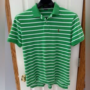 Polo Ralph Lauren | Size Large | Mens Green and White Striped Polo St Patrick’s